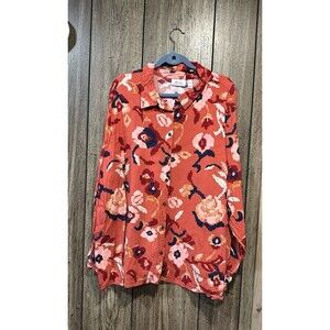 Denim & Co. Canyon Retreat Floral Button Front Shirt w/ Ruffle Cuff